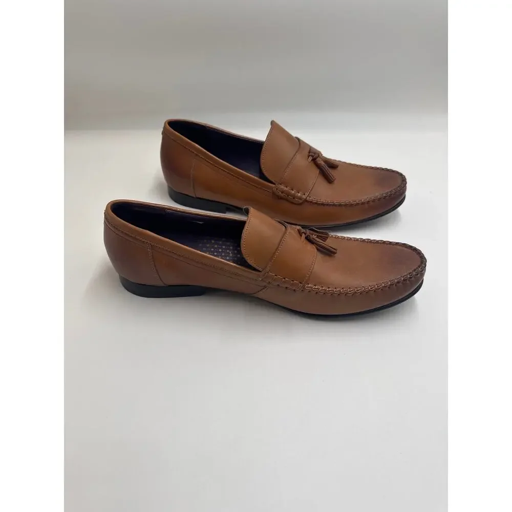 Ted Baker Simbaa Tassel Loafers Men's US 9 Brown Leather Slip On Dress Shoes